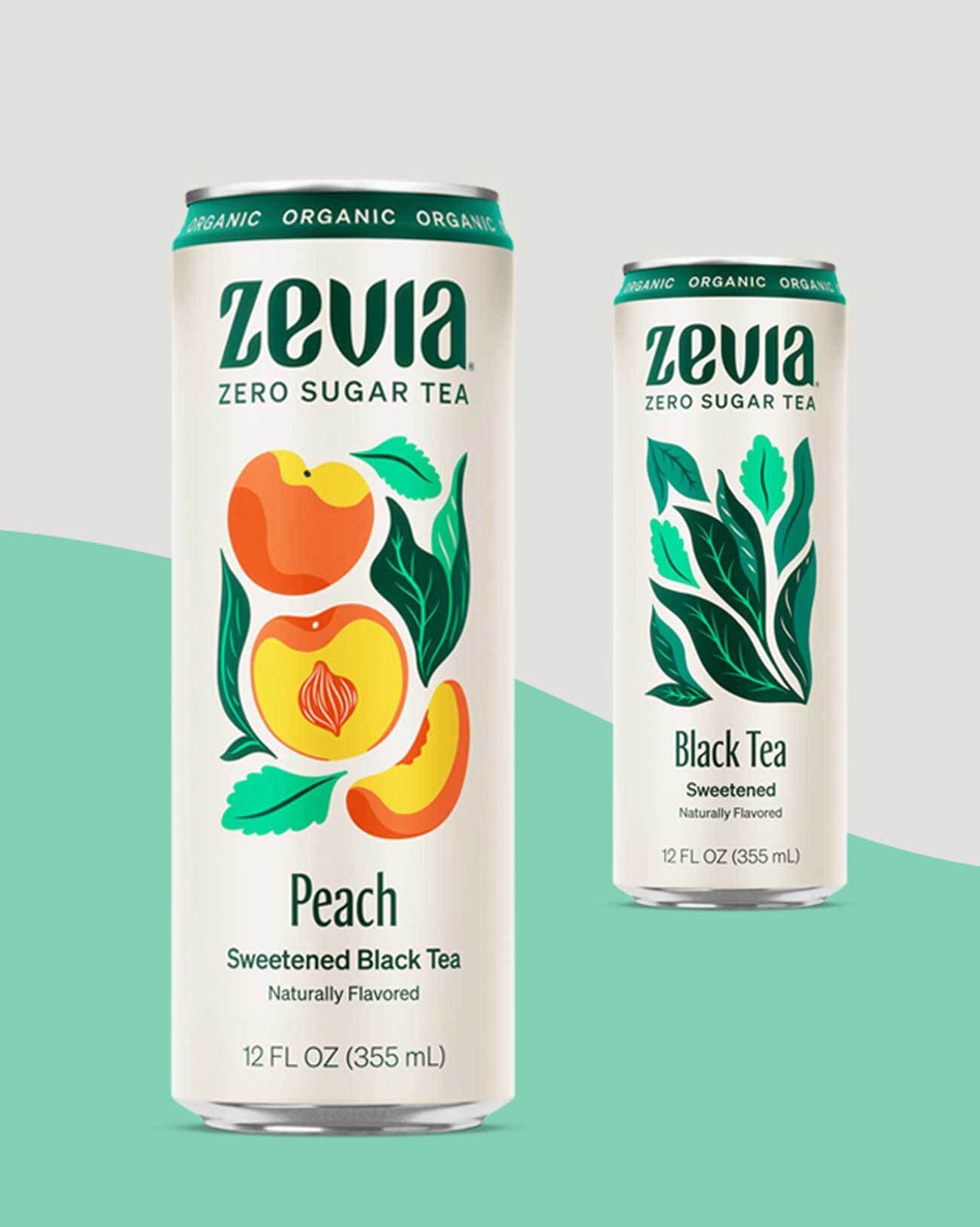 Two cans of Zevia tea.