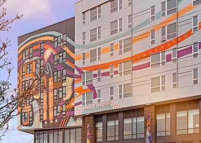 Street view of the work force housing project, Orenda, located in Seattle, WA.