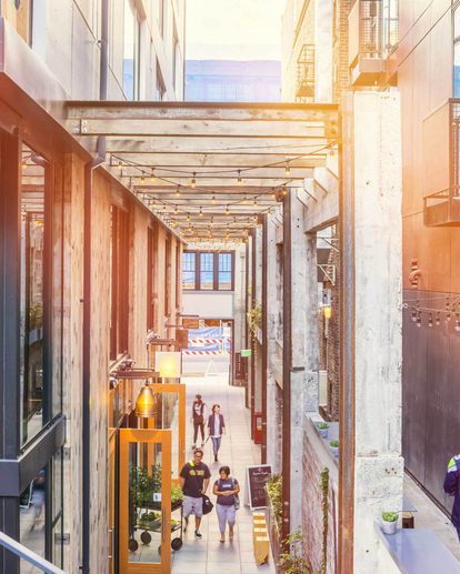 View down Chophouse Row in Capitol Hill, Seattle.